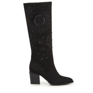 Black Suede Embellished Knee-High Boots size 10 New with Box women’s boots
